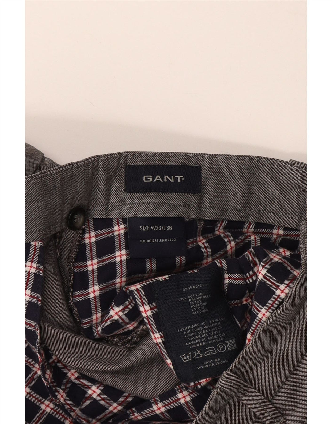 Gant gerade Chino-Hose für Herren, W33, L31, graue Baumwolle