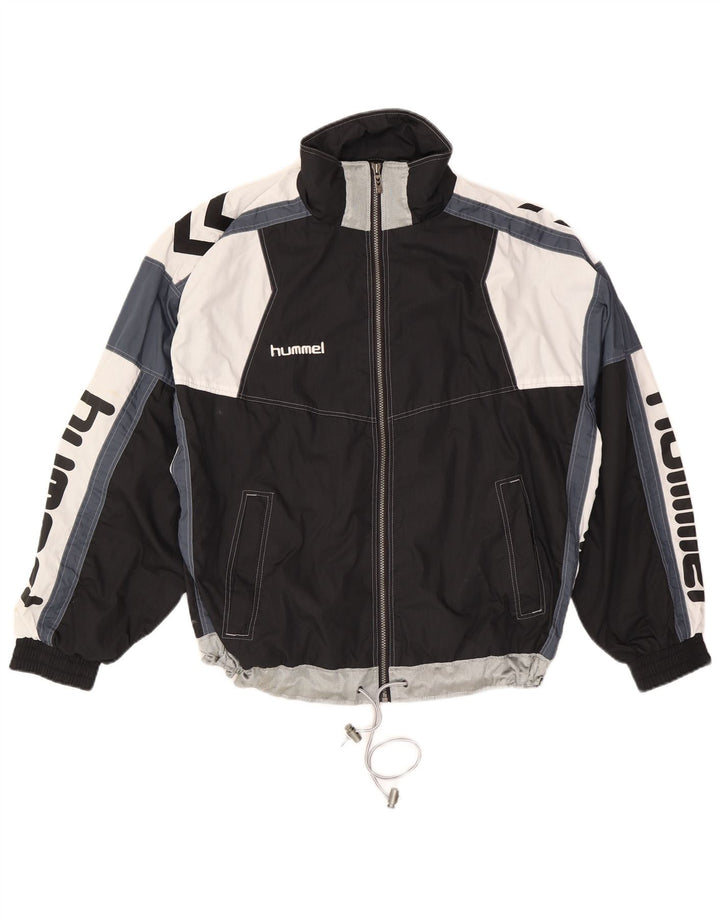 Hummel Herren-Trainingsanzugoberteil mit Grafik, XL, schwarzes Farbblock-Polyester