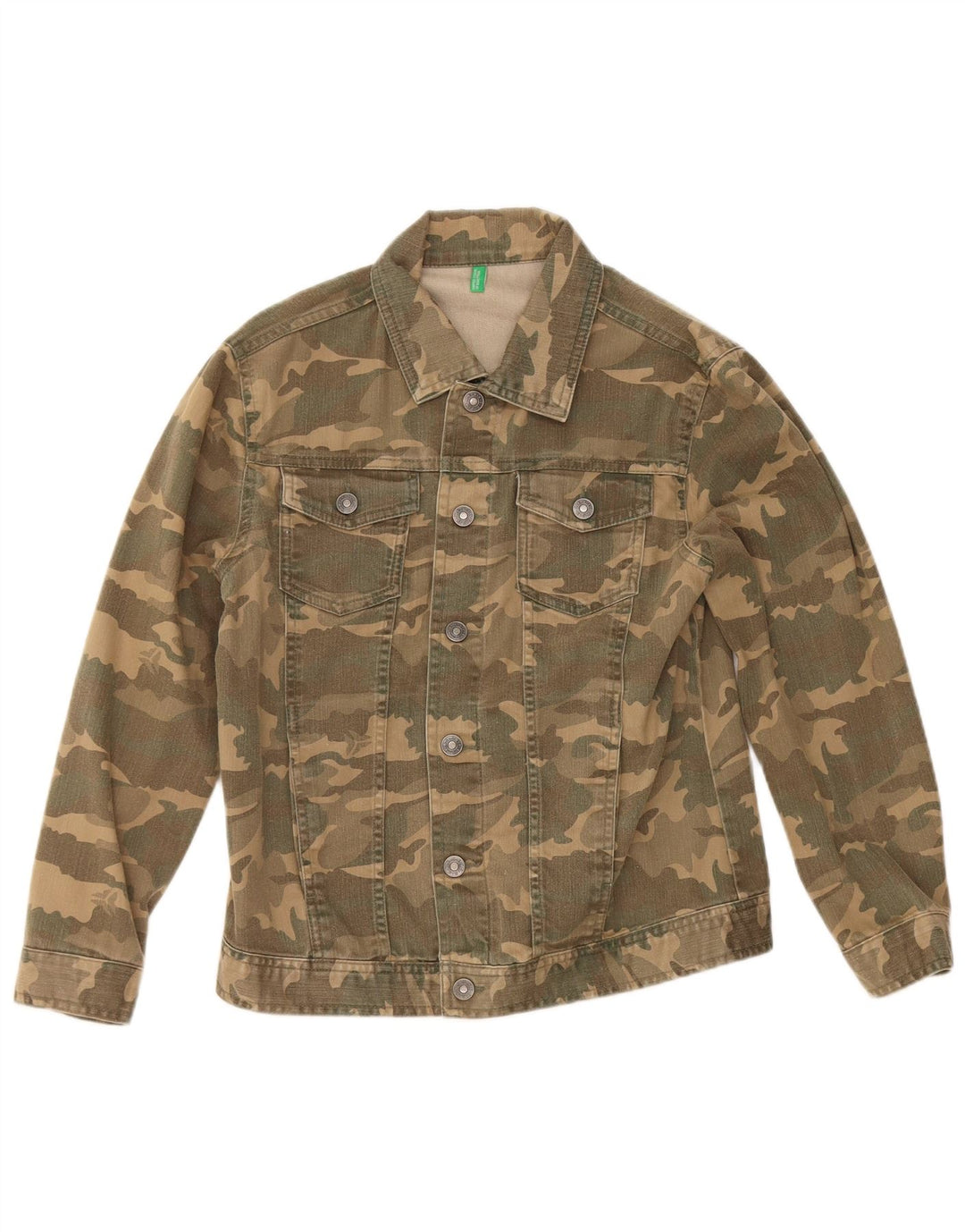 Benetton Jeansjacke für Jungen, 9–10 Jahre, Khaki-Tarnung