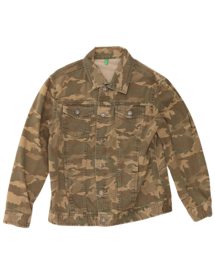 Benetton Jeansjacke für Jungen, 9–10 Jahre, Khaki-Tarnung