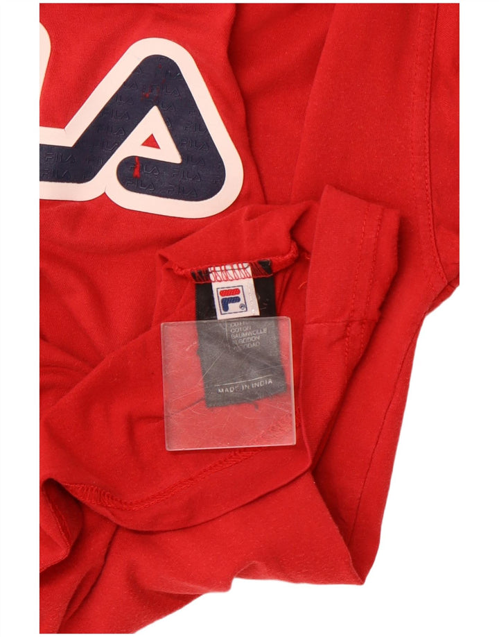 FILA Herren Grafik-T-Shirt-Oberteil aus mittelroter Baumwolle
