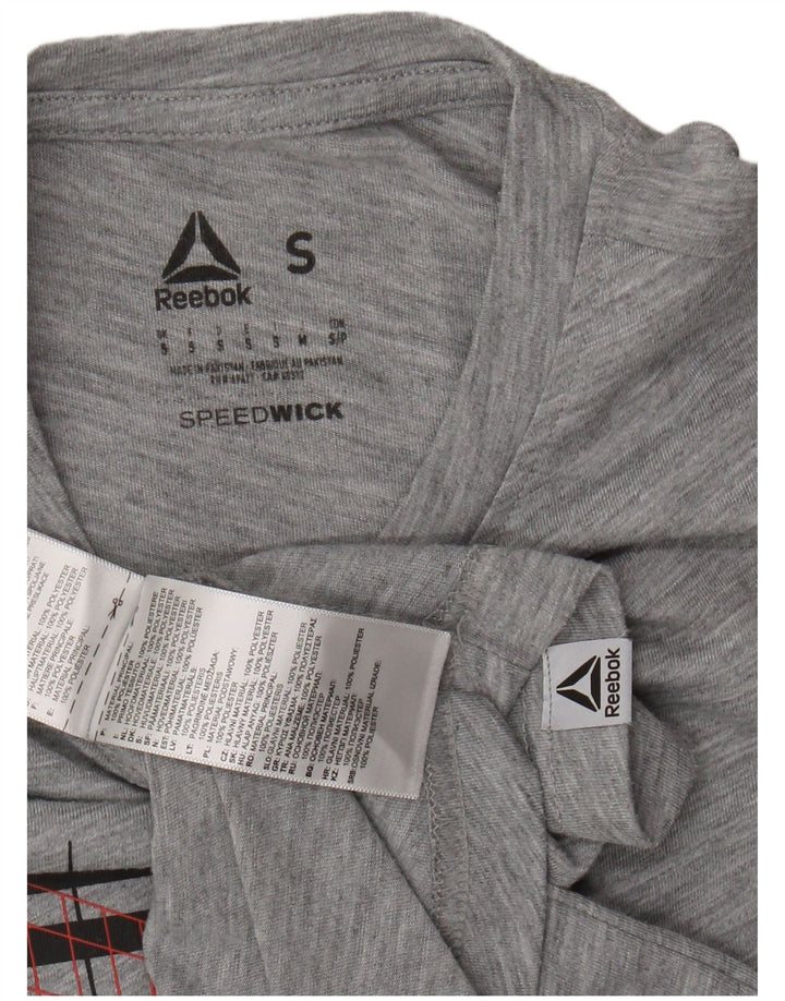 REEBOK Herren-T-Shirt mit Grafik, klein, grau gesprenkeltes Polyester