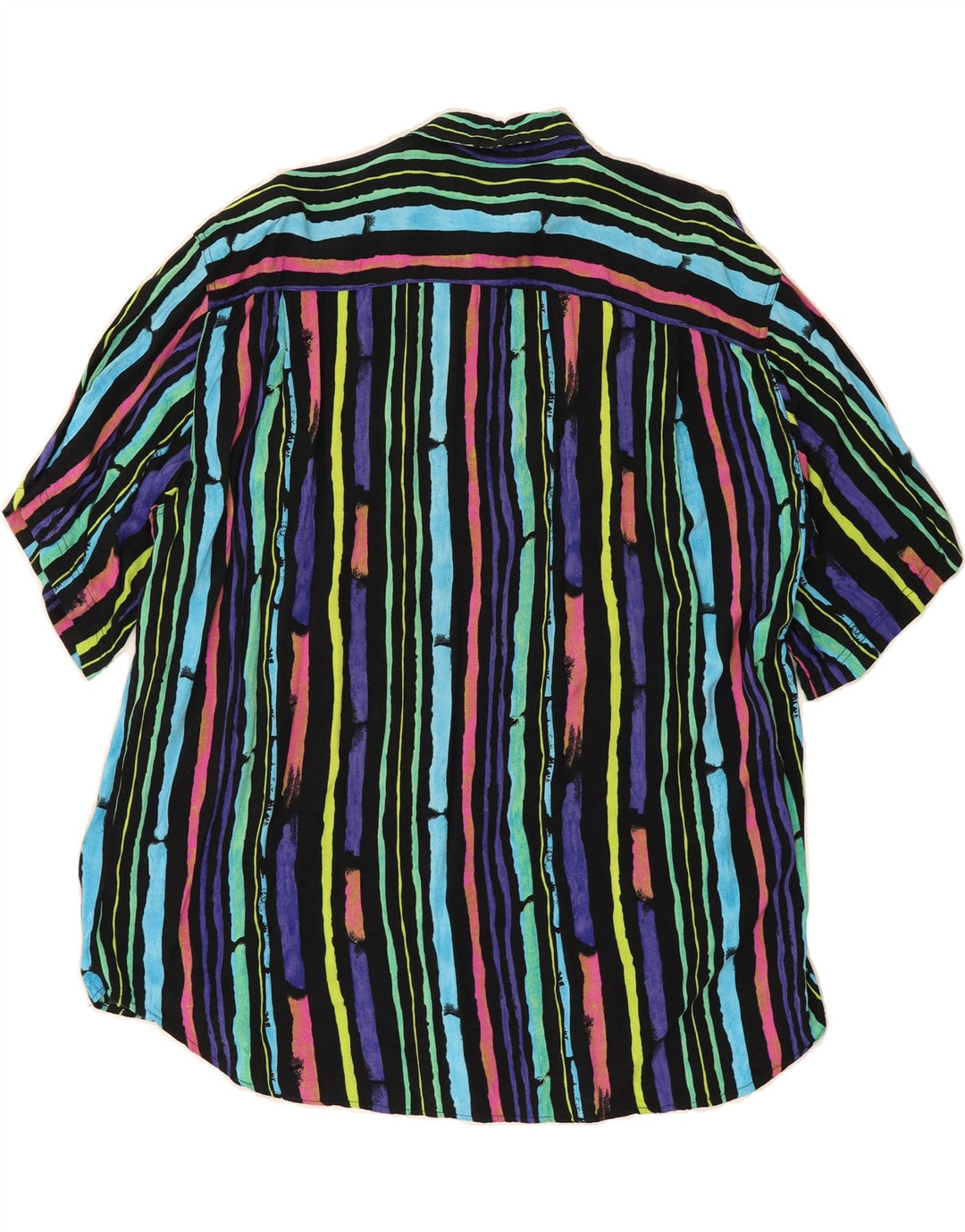 WOODPECKER Mens Short Sleeve Shirt 2XL Multicoloured Striped Vintage Woodpecker and Second-Hand Woodpecker from Messina Hembry 