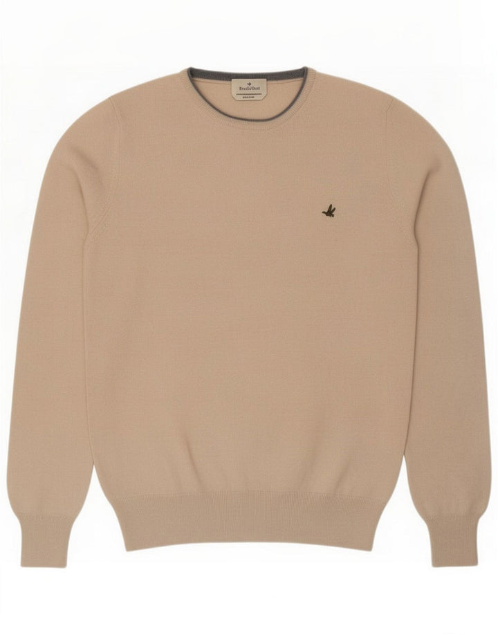 Brooksfield Herren-Pullover mit Rundhalsausschnitt IT 50 Mittelbeige Wolle
