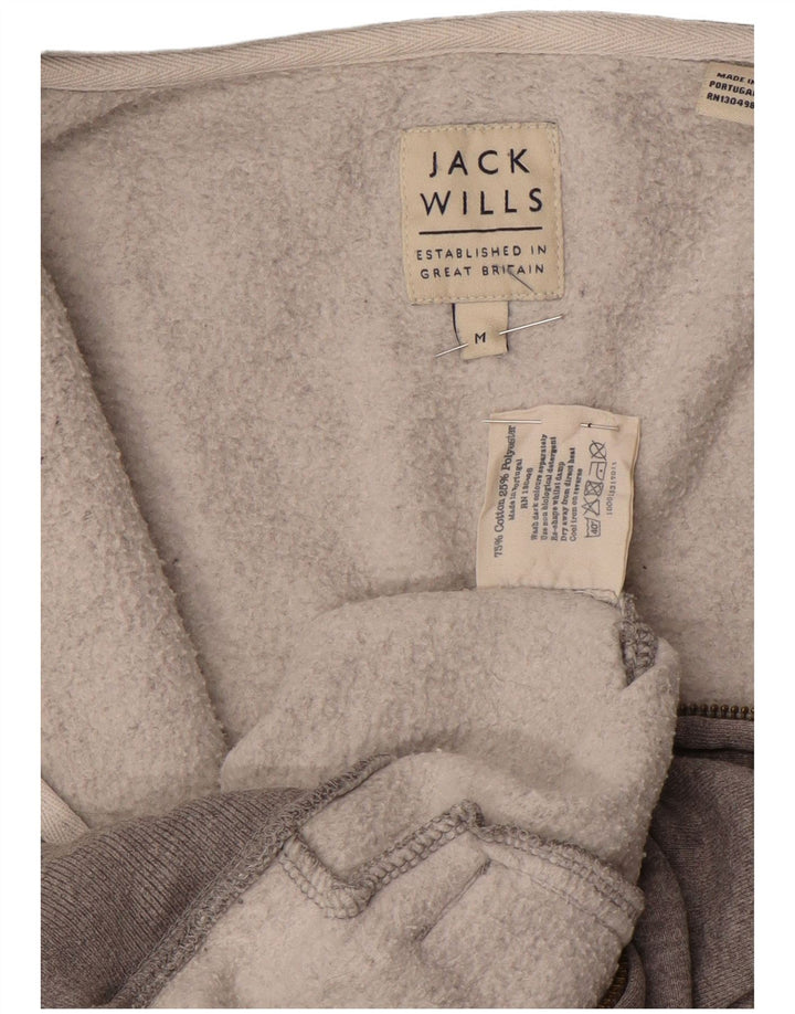 Jack Wills Herren-Kapuzenpullover mit Reißverschluss, mittelgrau gesprenkelte Baumwolle
