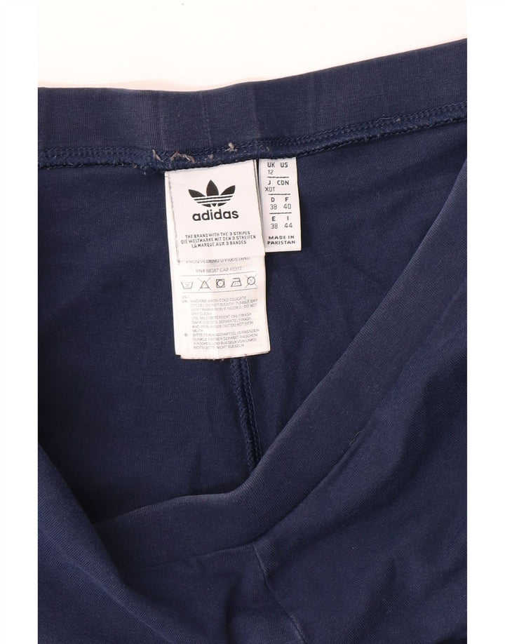 Adidas Damen Leggings UK 12 Medium Marineblau Baumwolle