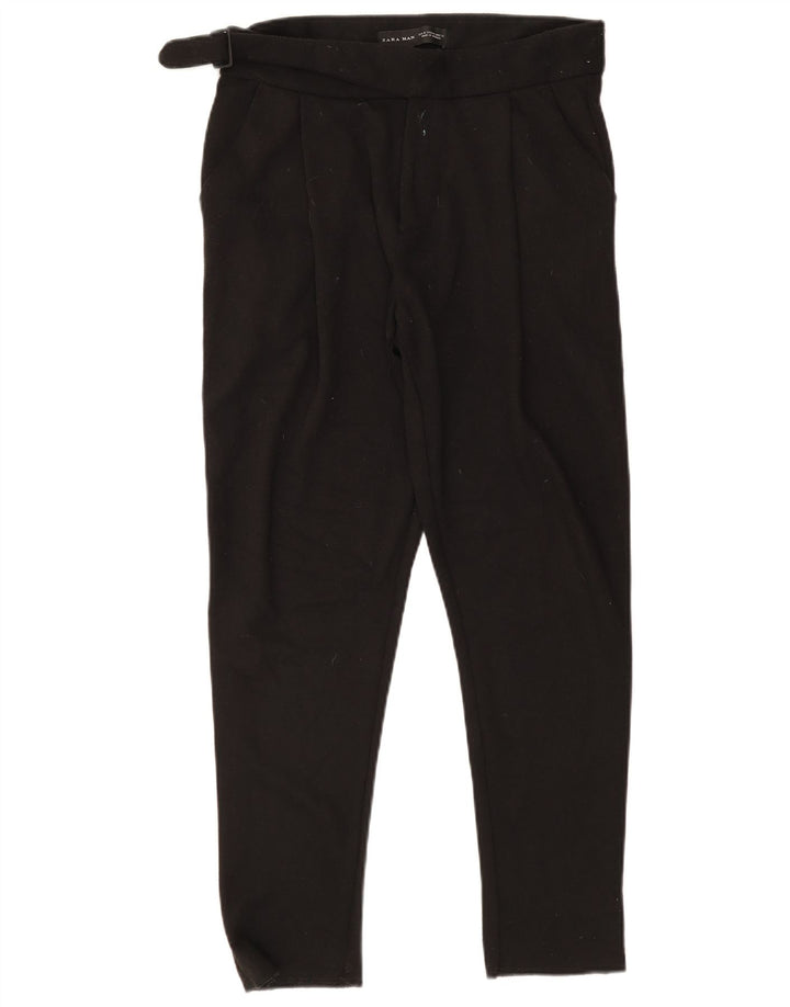 Zara Herren-Anzughose, schmal zulaufend, Größe M, W31, L27, Schwarz, Polyester