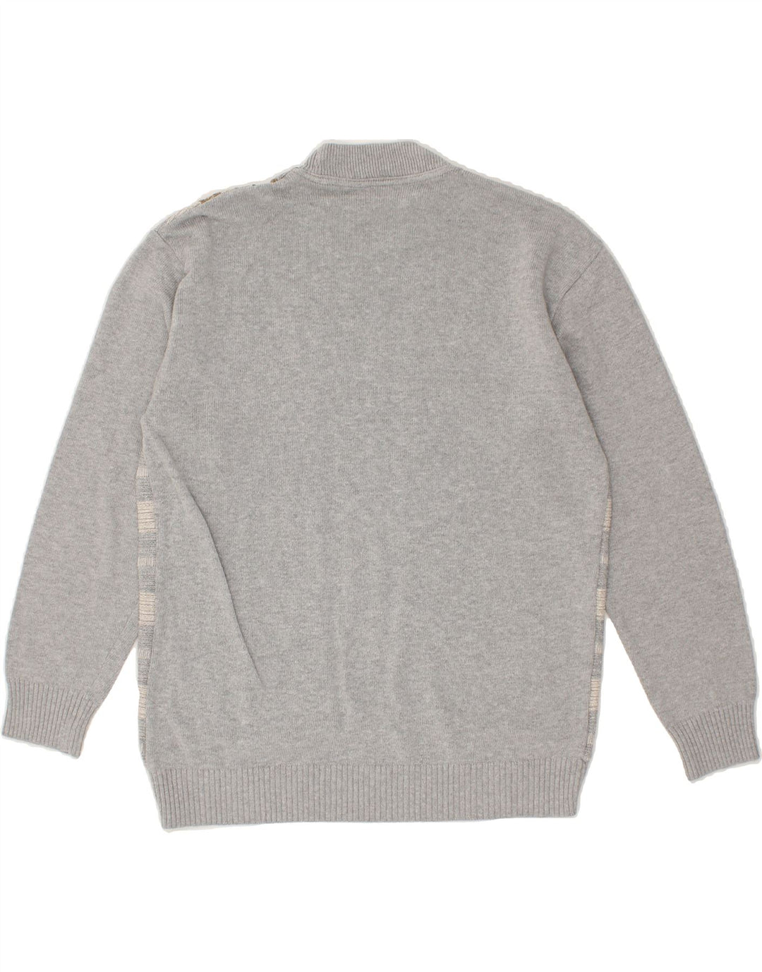 VINTAGE Womens Turtle Neck Jumper Sweater UK 14 Large Grey Striped Vintage Vintage and Second-Hand Vintage from Messina Hembry 