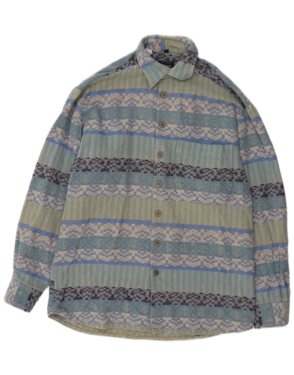 Jean chatel Mens Overshirt Shirt Size 37/38 Small Multicoloured Geometric