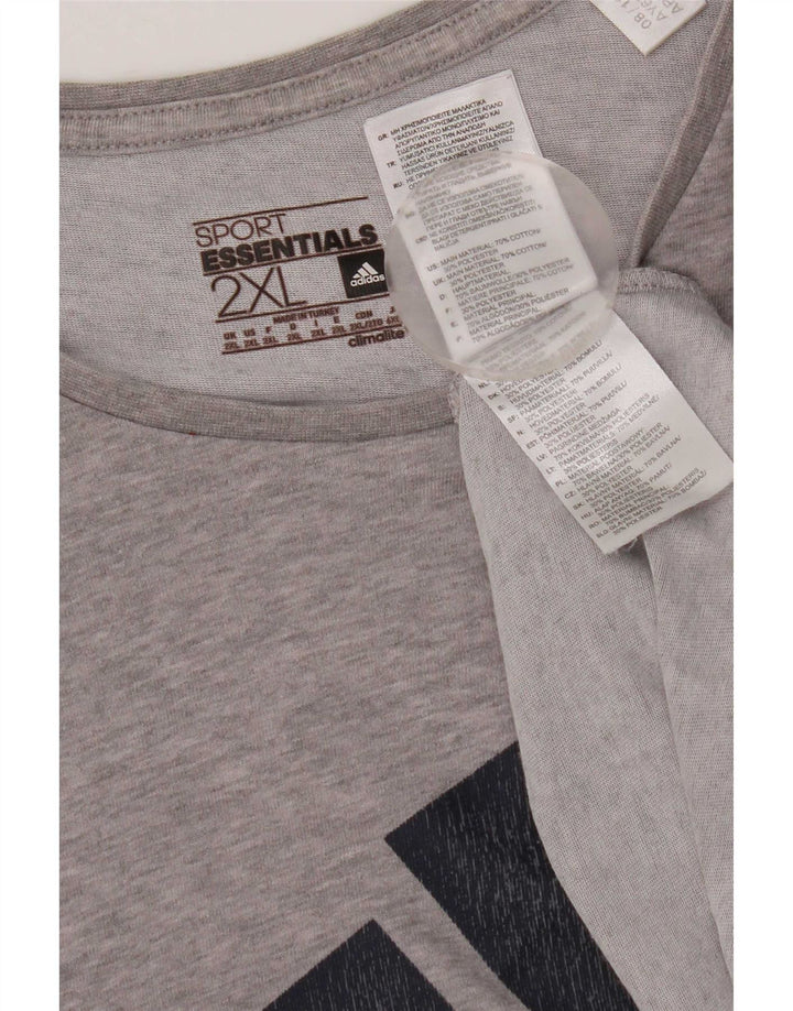 Adidas Herren Grafik T-Shirt Top 2XL Grau Baumwolle