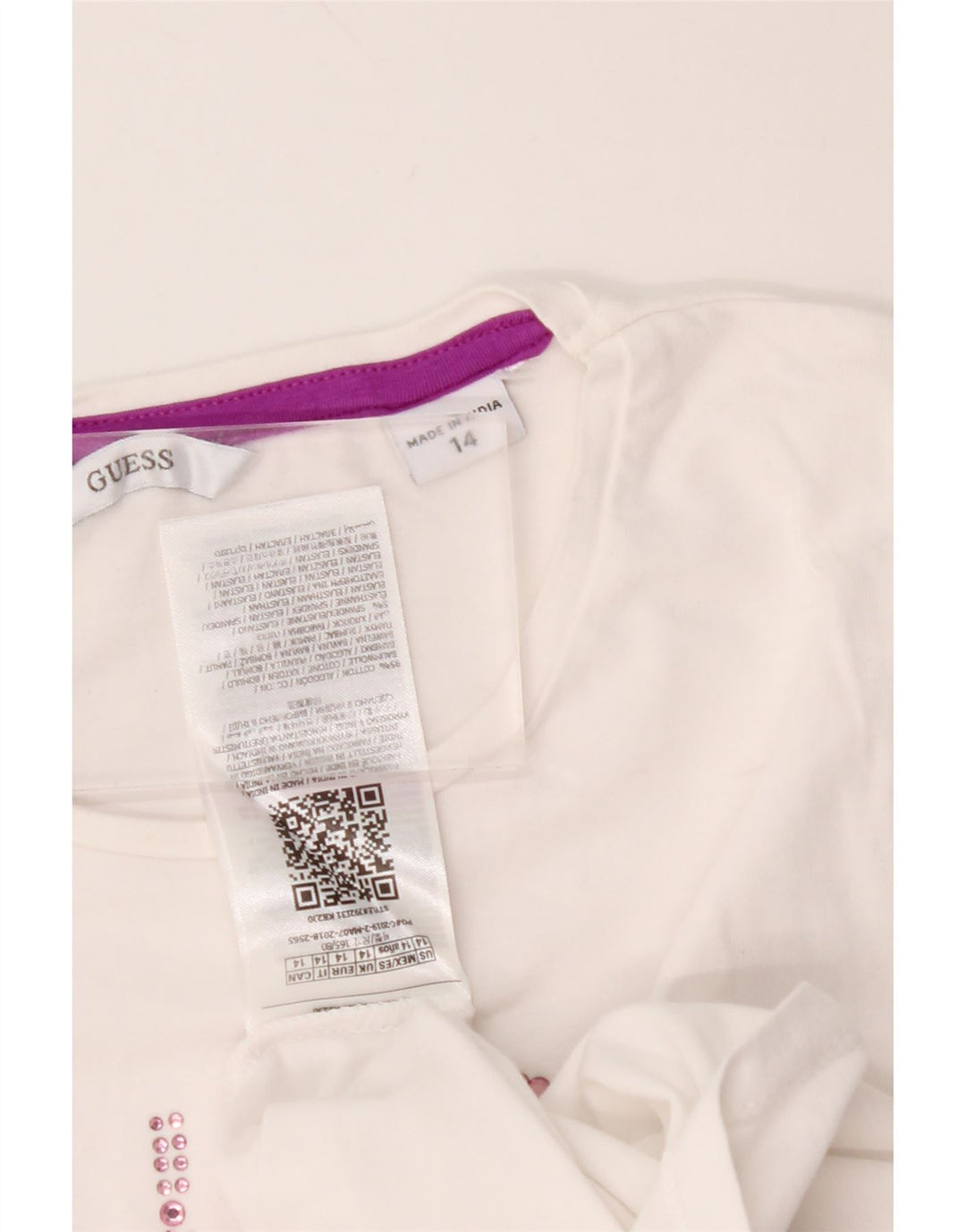 GUESS Mädchen-T-Shirt mit Grafik, 13–14 Jahre, weiße Baumwolle