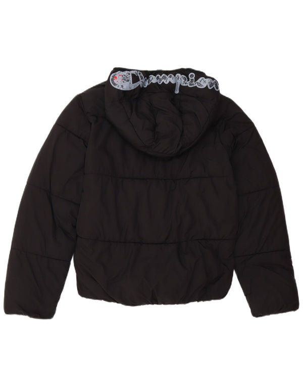 CHAMPION Wattierte Jacke mit grafischer Kapuze für Jungen, 15–16 Jahre, 2XL, Schwarz