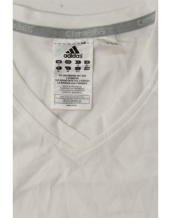 ADIDAS Damen Clima 365 T-Shirt Top UK 16 Large Weiß Colourblock