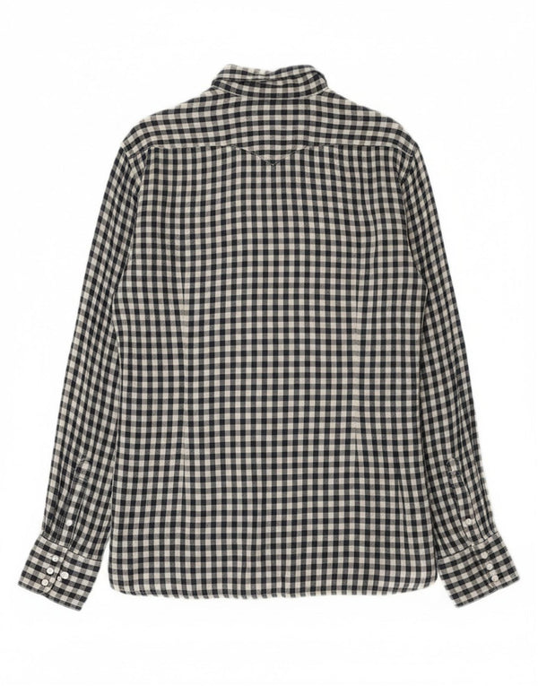 Stefanel Herren-Westernhemd, groß, marineblau, Gingham-Baumwolle