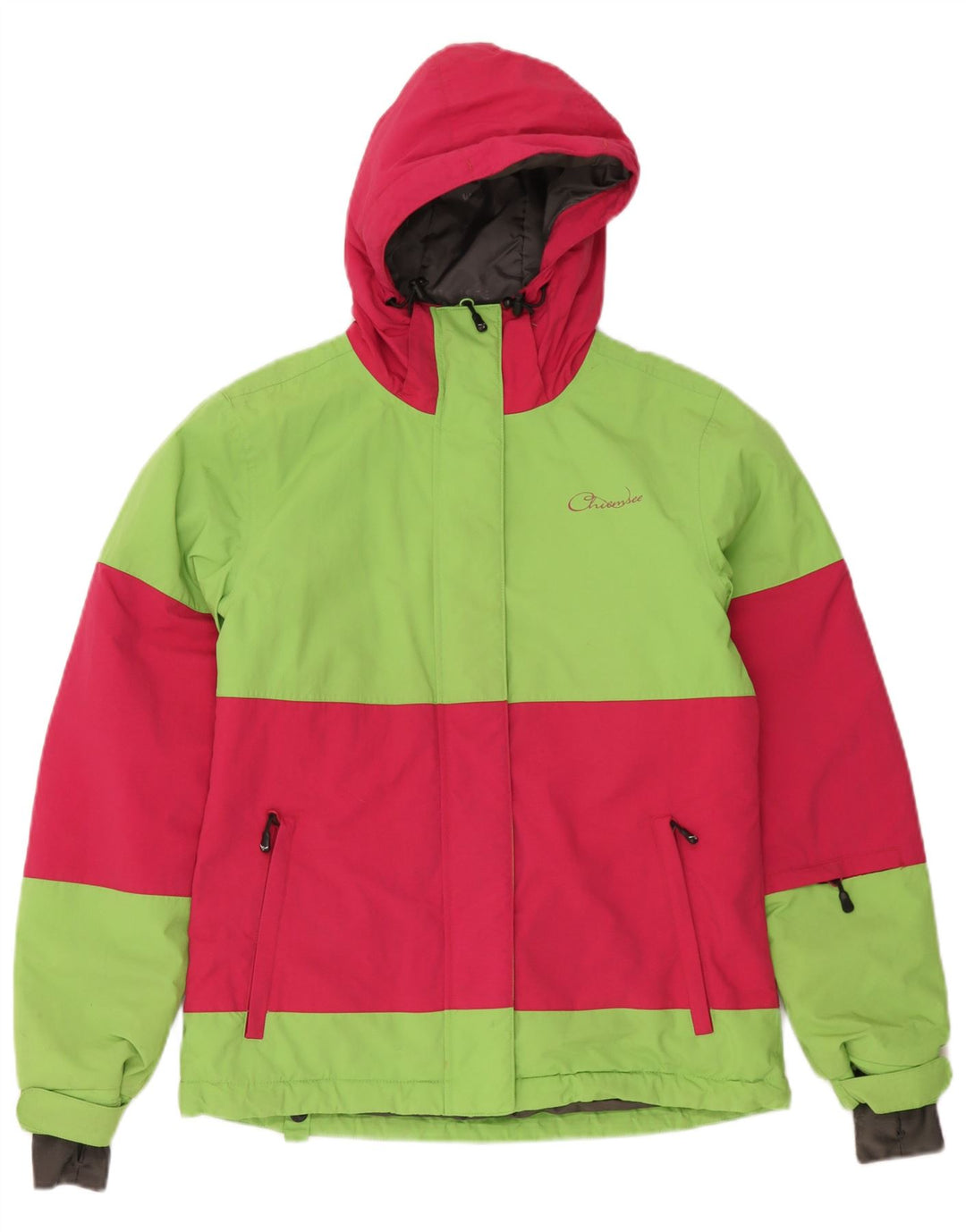 Chiemsee Damen Skijacke mit Kapuze UK 10 Small Grünes Colourblock-Polyamid