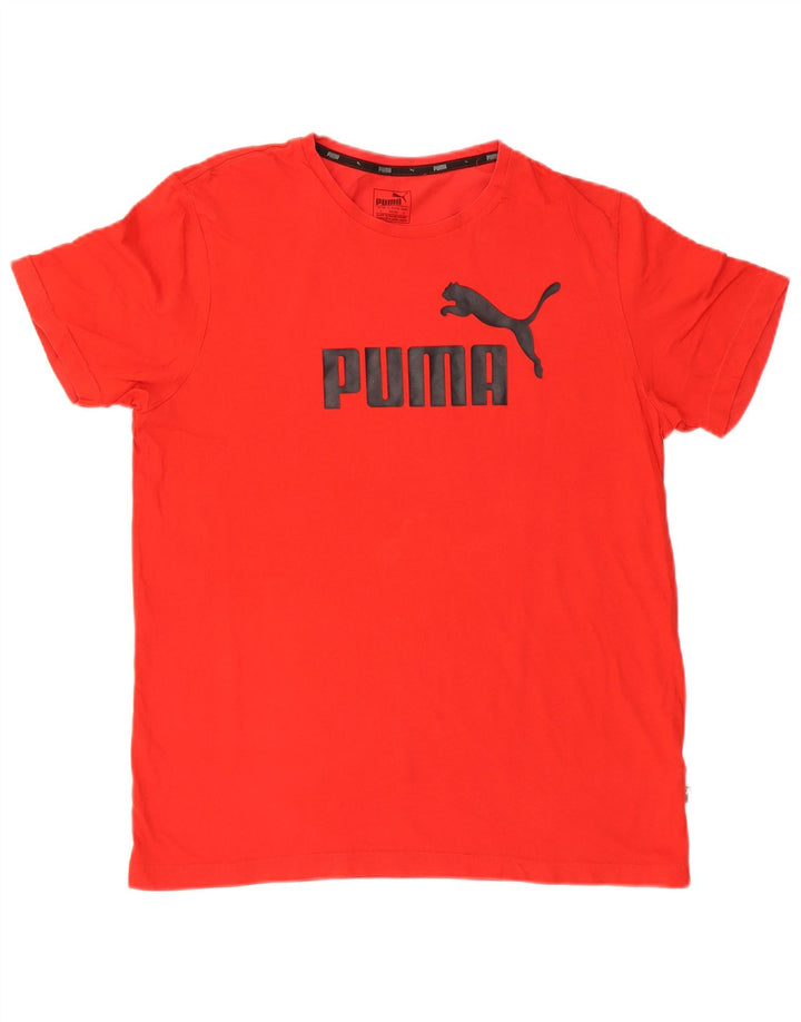Puma Herren Grafik T-Shirt Top Große rote Baumwolle