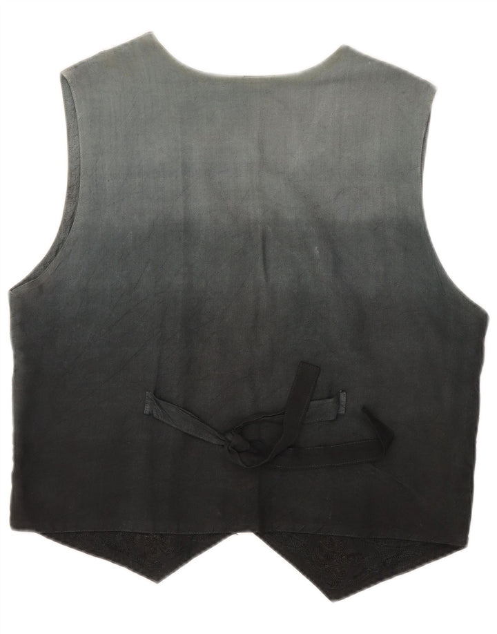 VINTAGE Damen Weste UK 16 Großes schwarzes Blumenmuster