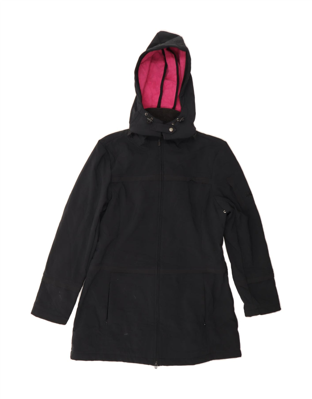 ATHLETA Womens Hooded Windbreaker Coat UK 14 Large Black Polyester Vintage Athleta and Second-Hand Athleta from Messina Hembry 
