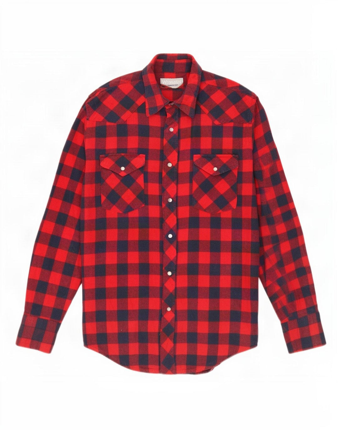 Wrangler Herren-Flanellhemd aus mittelroter Gingham-Baumwolle