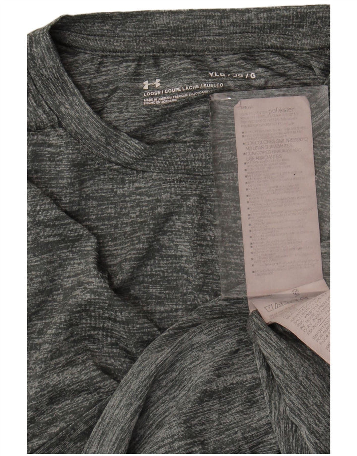 Under Armour T-Shirt-Oberteil für Jungen, 11–12 Jahre, groß, grau geflecktes Polyester