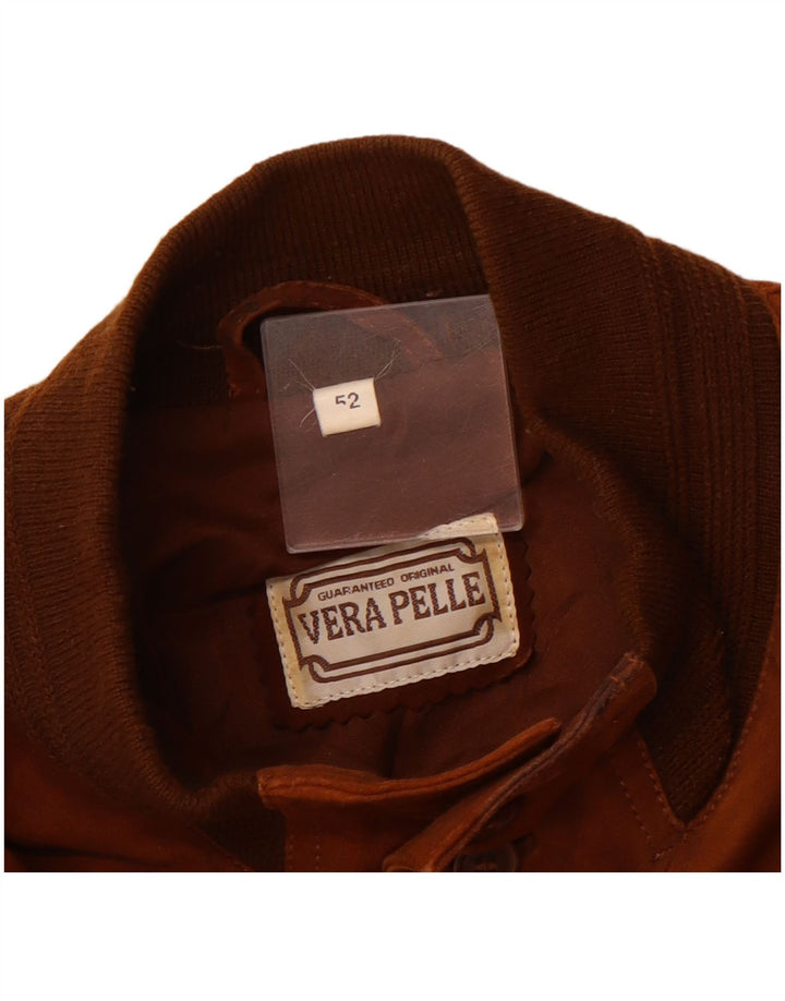 VINTAGE Herren Wildleder Bomberjacke IT 52 XL Braunes Leder