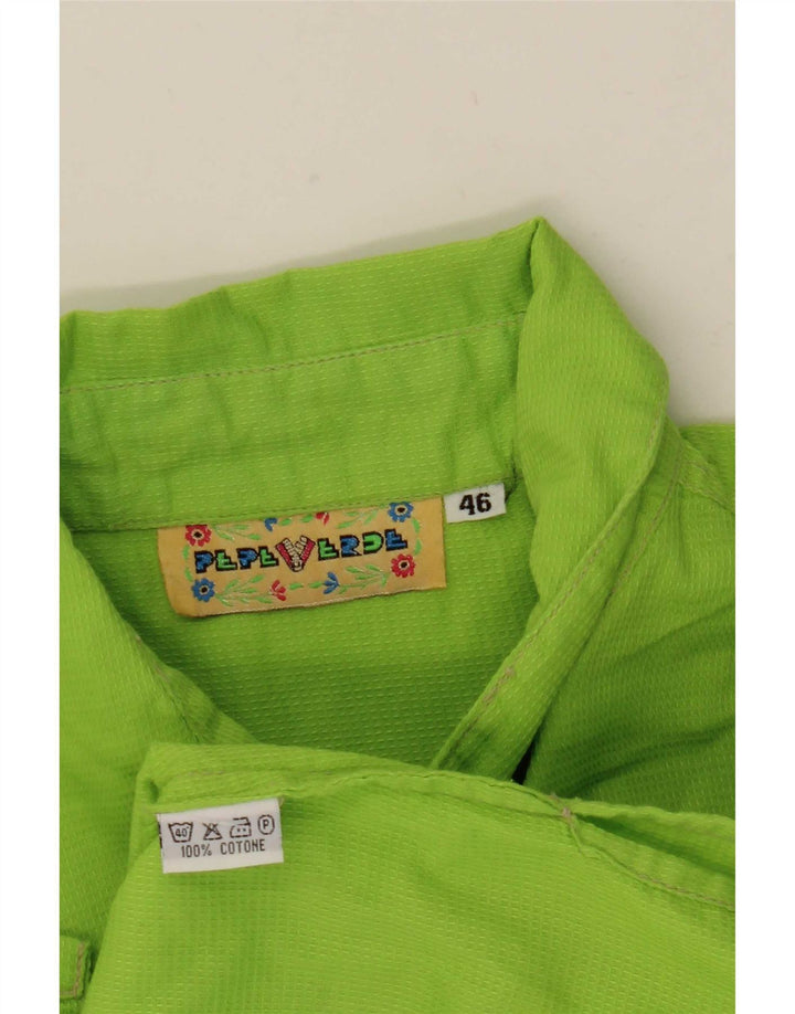 Vintage Damen Kurzarmshirt IT 46 Große grüne Baumwolle