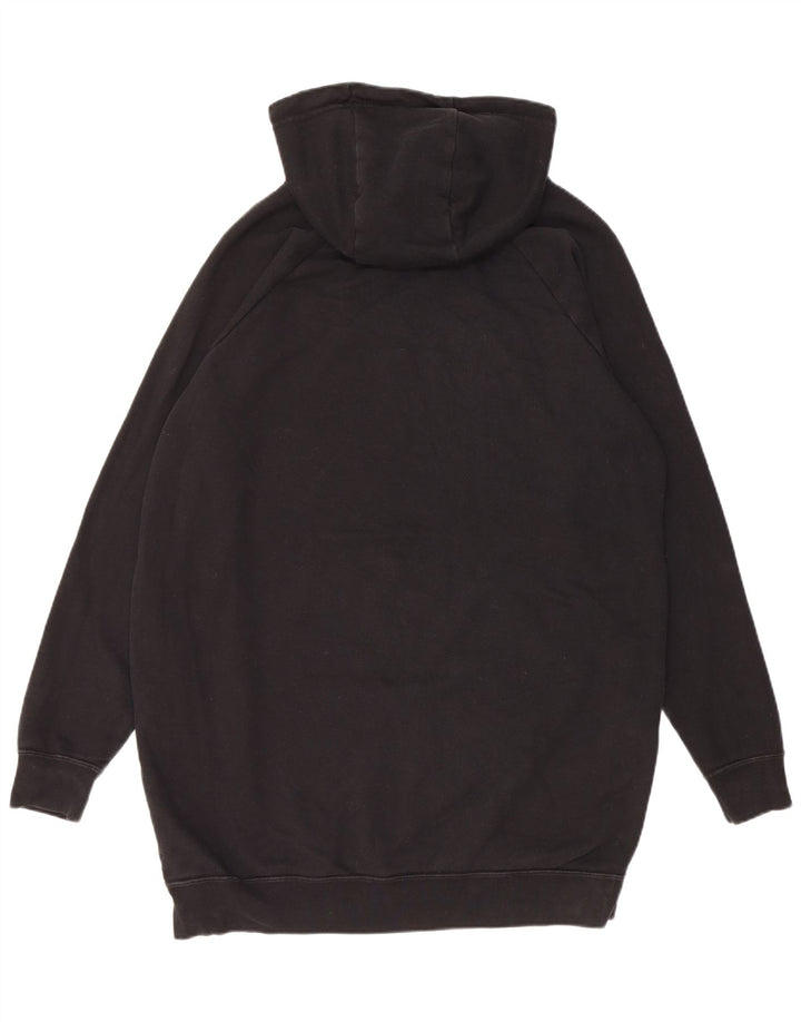 Nike Damen Longline Oversized Hoodie Pullover UK 14 Mittelschwarze Baumwolle