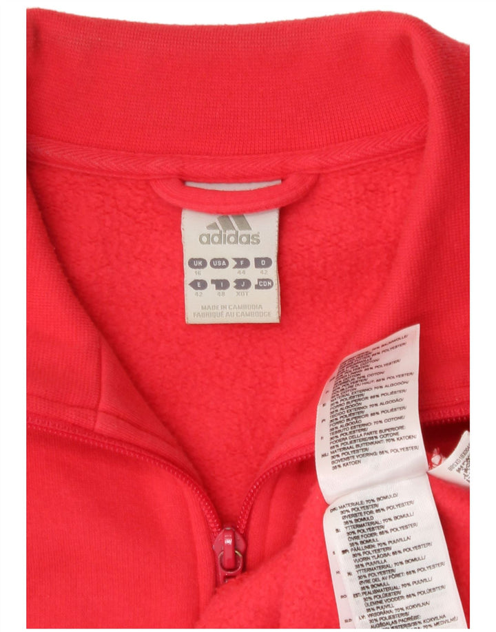 Adidas Damen Trainingsanzug Top Jacke UK 16 Große rote Baumwolle