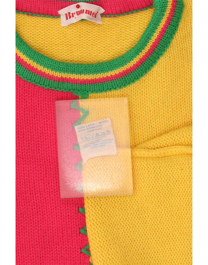 Brummell Damen-Pullover mit Rundhalsausschnitt, UK 12, Mittelgelb, Farbblock