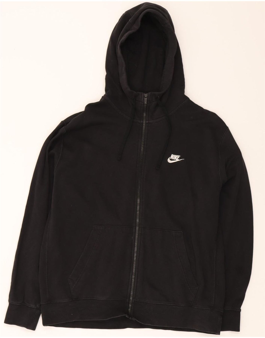 NIKE Mens Zip Hoodie Sweater XL Black Cotton Vintage Nike and Second-Hand Nike from Messina Hembry 