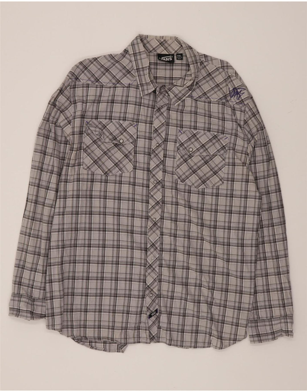 Vans Herrenhemd 2XL grau kariert Baumwolle
