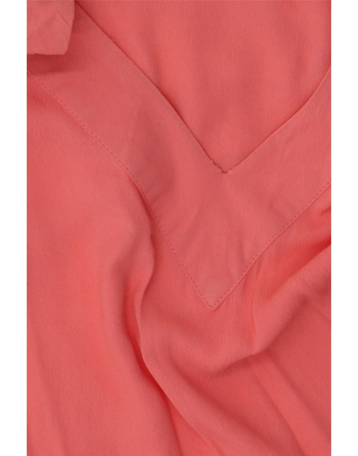 Zara Damen Langarm-Tunika-Oberteil UK 10 Small Rosa Viskose