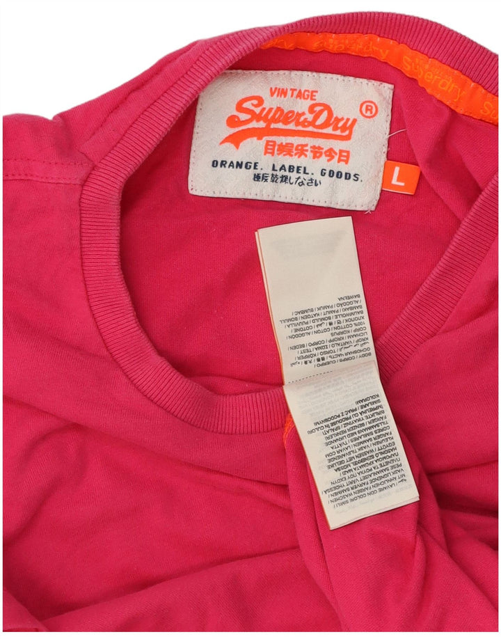 Superdry Damen T-Shirt Top Large Rosa Baumwolle