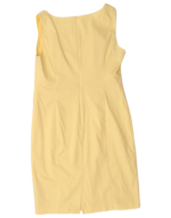 Marks & Spencer Damen ärmelloses Etuikleid UK 14 Large Gelb Baumwolle