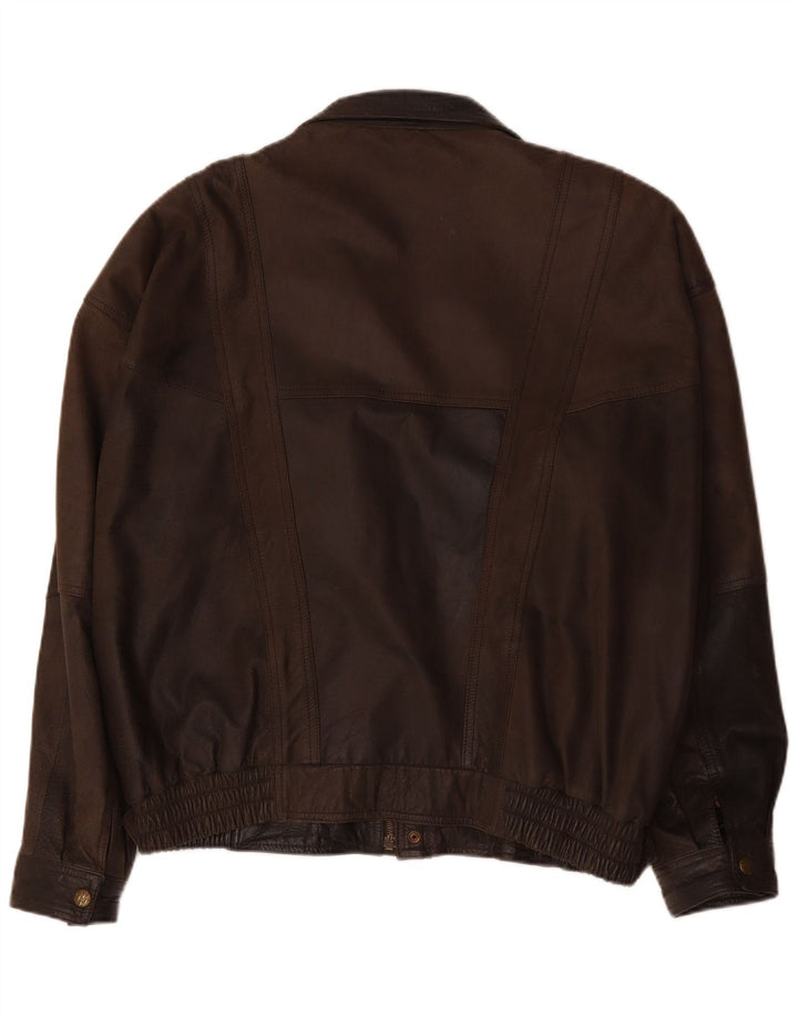 Vintage Herren Bomber Lederjacke IT 56 3XL Braunes Leder