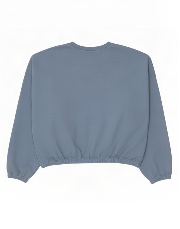 Adidas Damen Crop Oversized Sweatshirt Pullover UK 8 Small Blaue Baumwolle