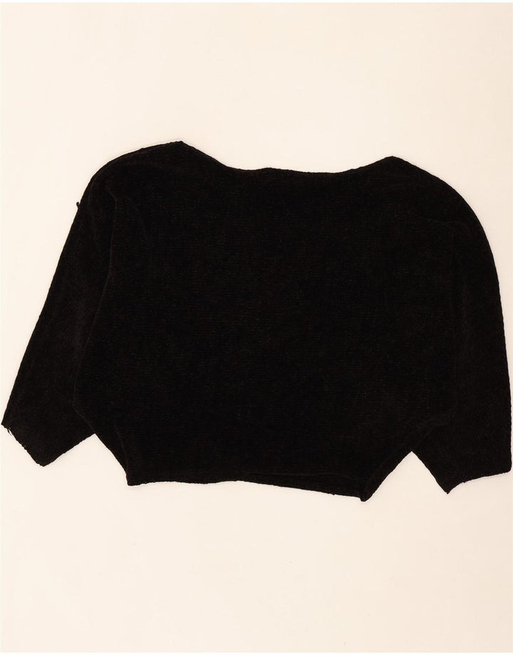 ZARA Womens Boat Neck Jumper Sweater UK 14 Medium Black Polyester Vintage Zara and Second-Hand Zara from Messina Hembry 