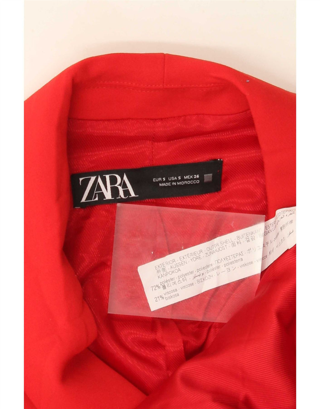 Zweireihige Longline-Weste von Zara für Damen, UK 10, Größe S, Rot, Polyester