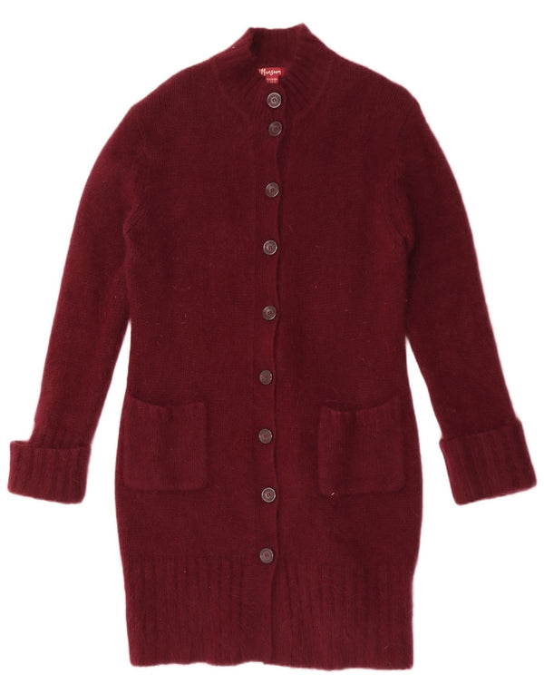 Monsoon Damen Longline-Cardigan-Pullover UK 16 Large Burgunderrote Lammwolle