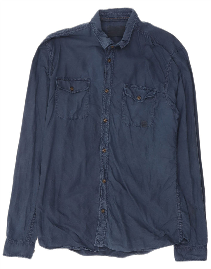 Jack & Jones Herrenhemd, groß, marineblau, Baumwolle