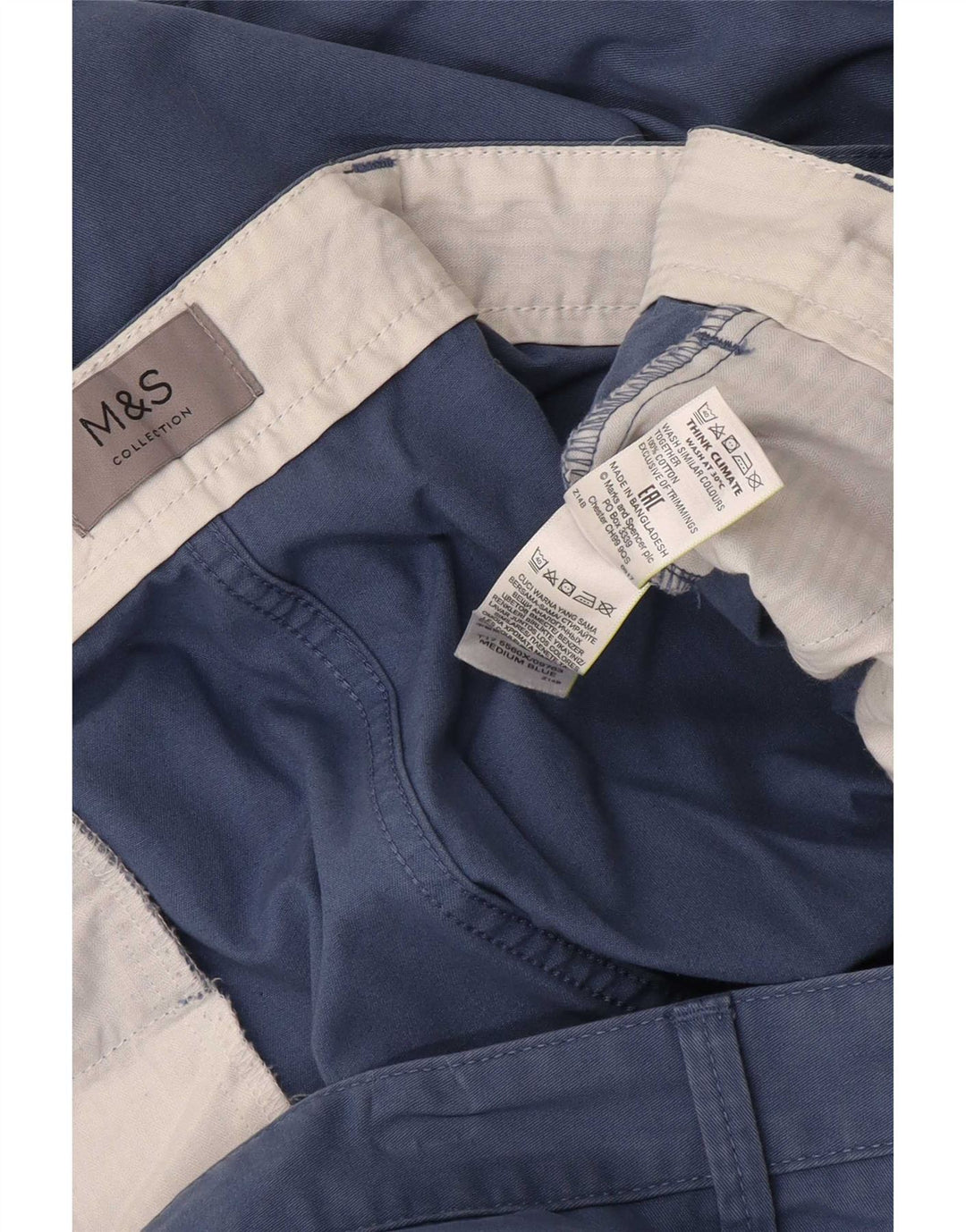 Marks & Spencer Herren Chinoshorts W48 4XL Blaue Baumwolle