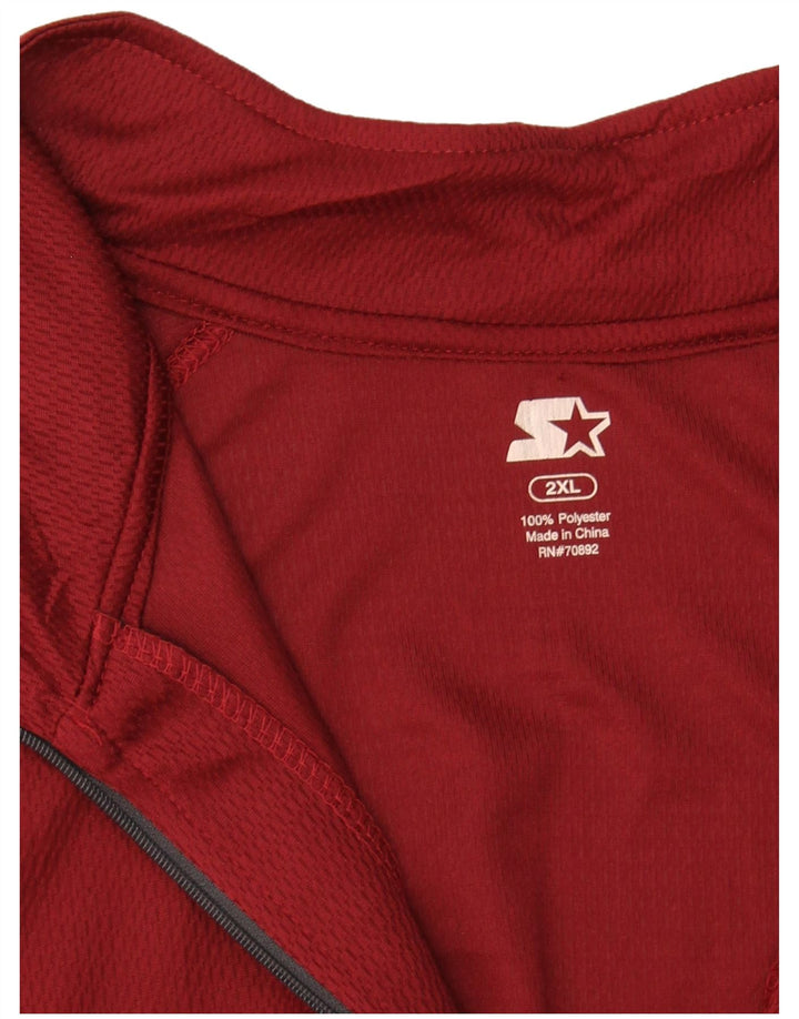 STARTER Mens Zip Neck Pullover Tracksuit Top 2XL Red Colourblock Polyester