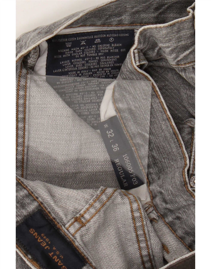 Gant Herren Straight Jeans W32 L36 Graue Baumwolle