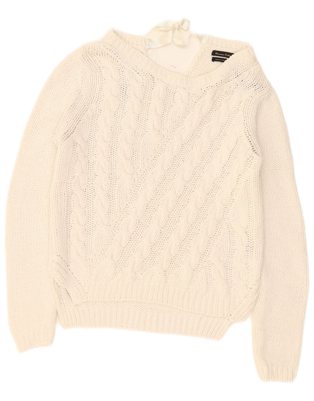 Massimo Dutti Damen-Pullover mit U-Boot-Ausschnitt, UK 14, Mittelweiß