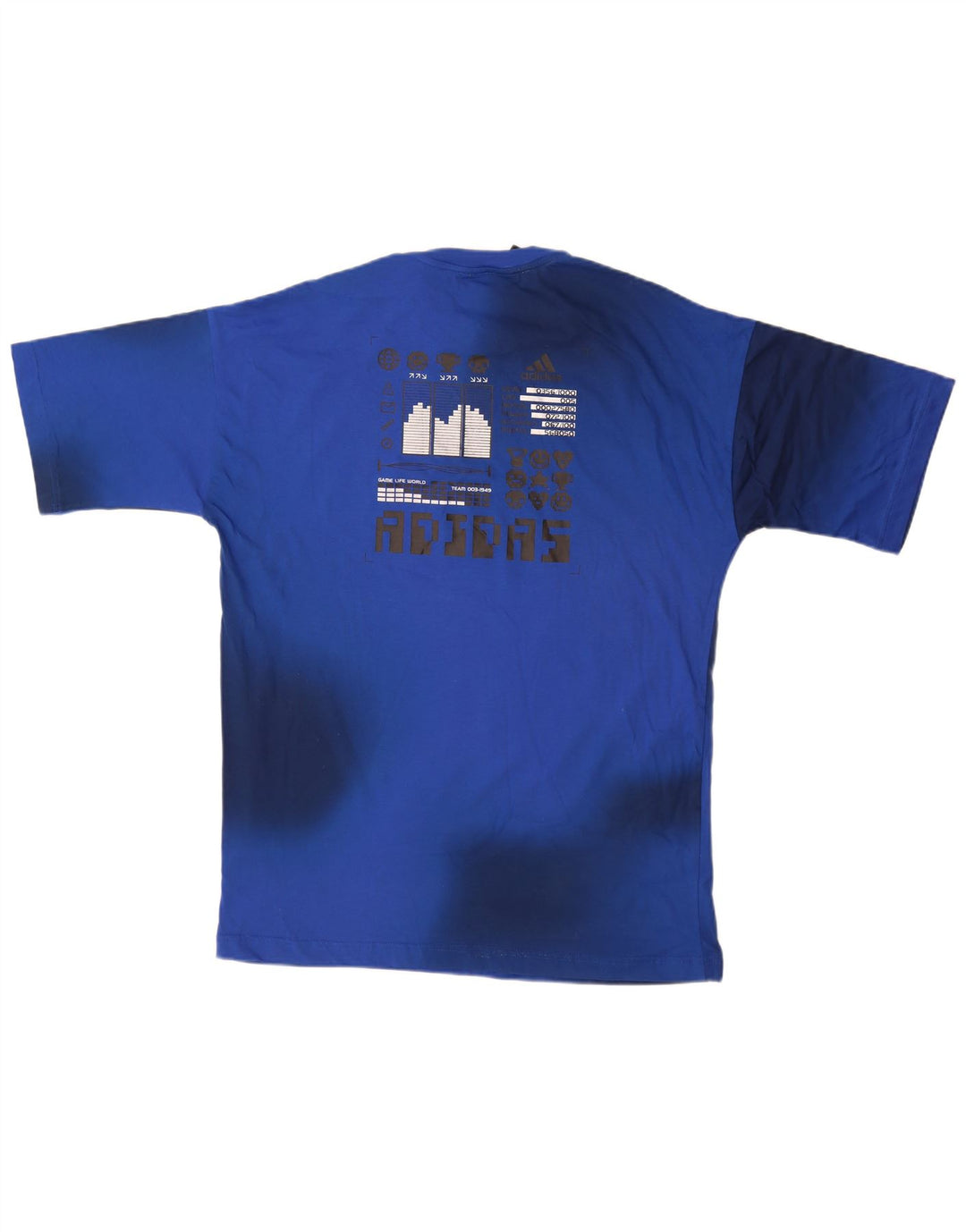 Adidas T-Shirt mit Grafik für Jungen, 13–14 Jahre, blaue Batik-Baumwolle
