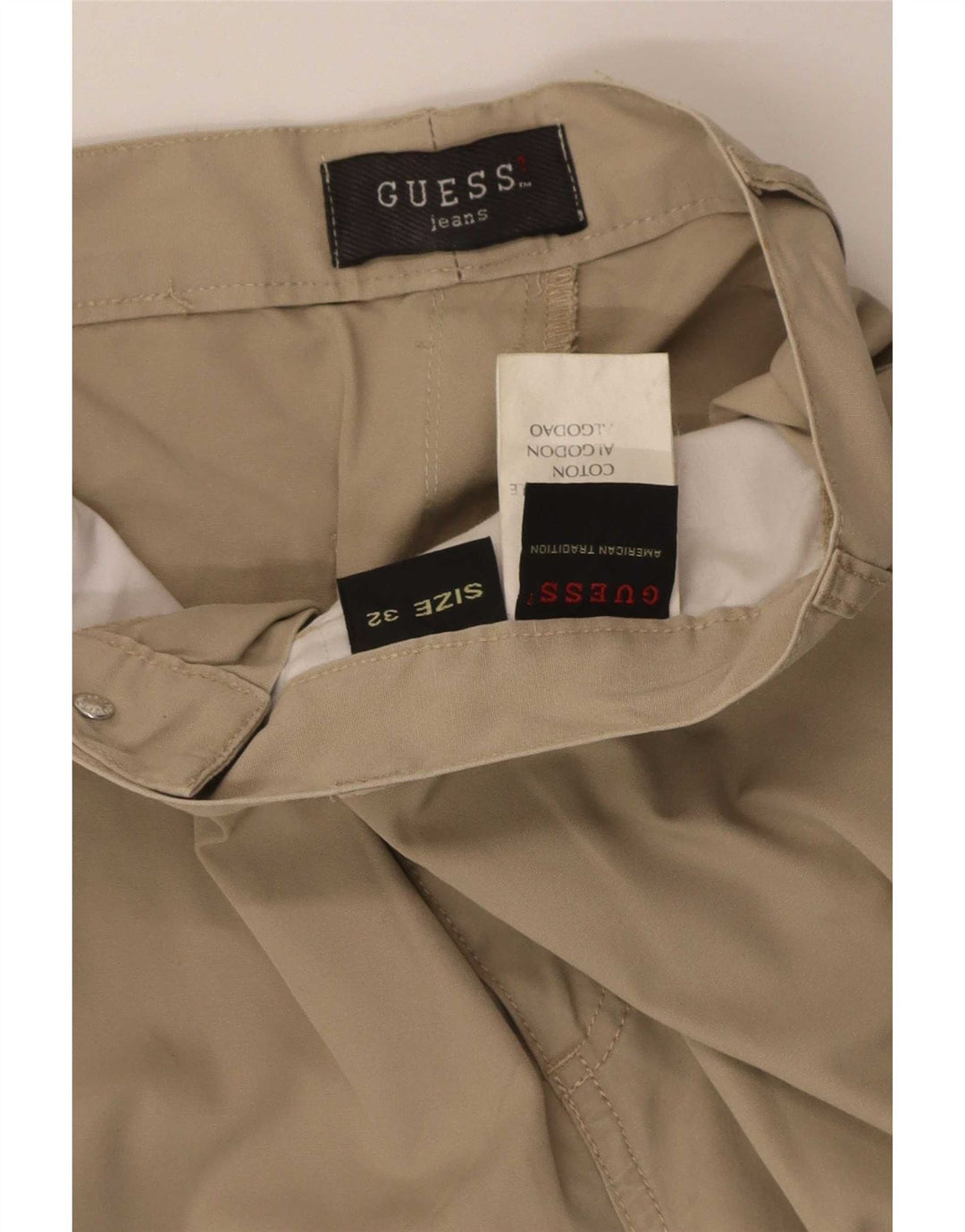 Guess Gerade Herren-Cargohose W32 L30 Beige Baumwolle