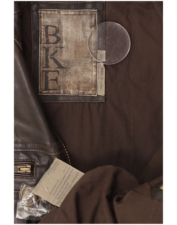 BKE Herren Kunstlederjacke UK 44 2XL Braunes Polyvinyl