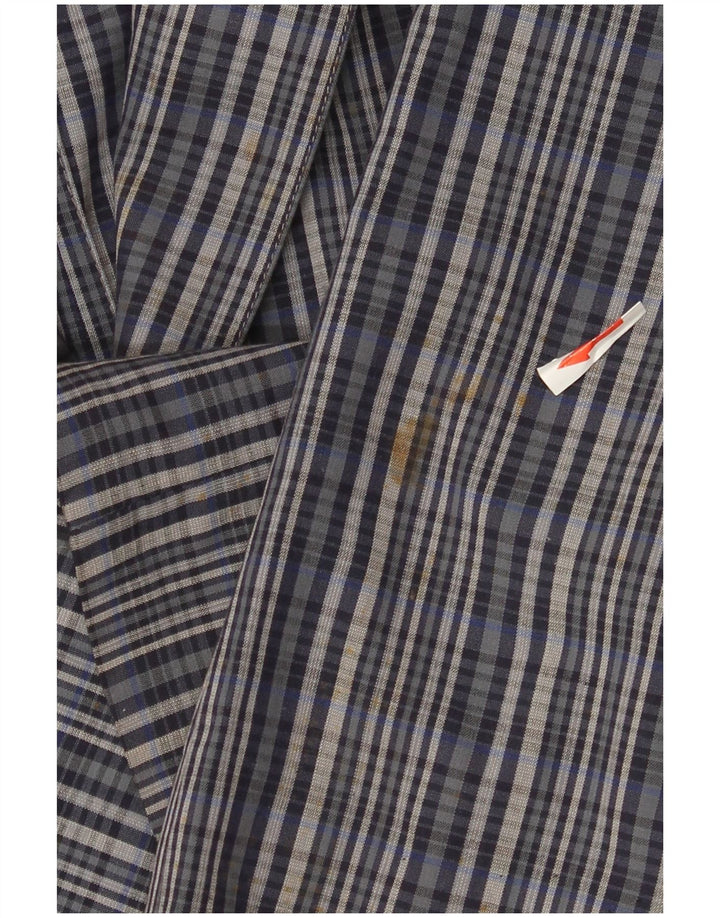 Green Fox Herren-Blazer mit 2 Knöpfen und 3/4-Ärmeln, UK 38, mittelblau kariert