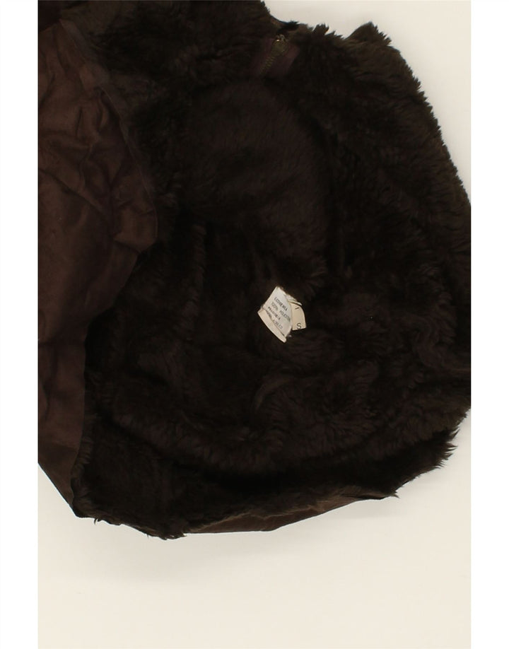 VINTAGE Womens Oversized Sherpa Overcoat UK 10 Small Brown Polyester Vintage Vintage and Second-Hand Vintage from Messina Hembry 