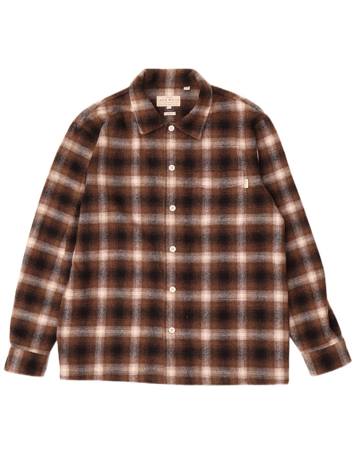 Jack Wills Herren Overshirt Flanellhemd Mittelbraun kariert